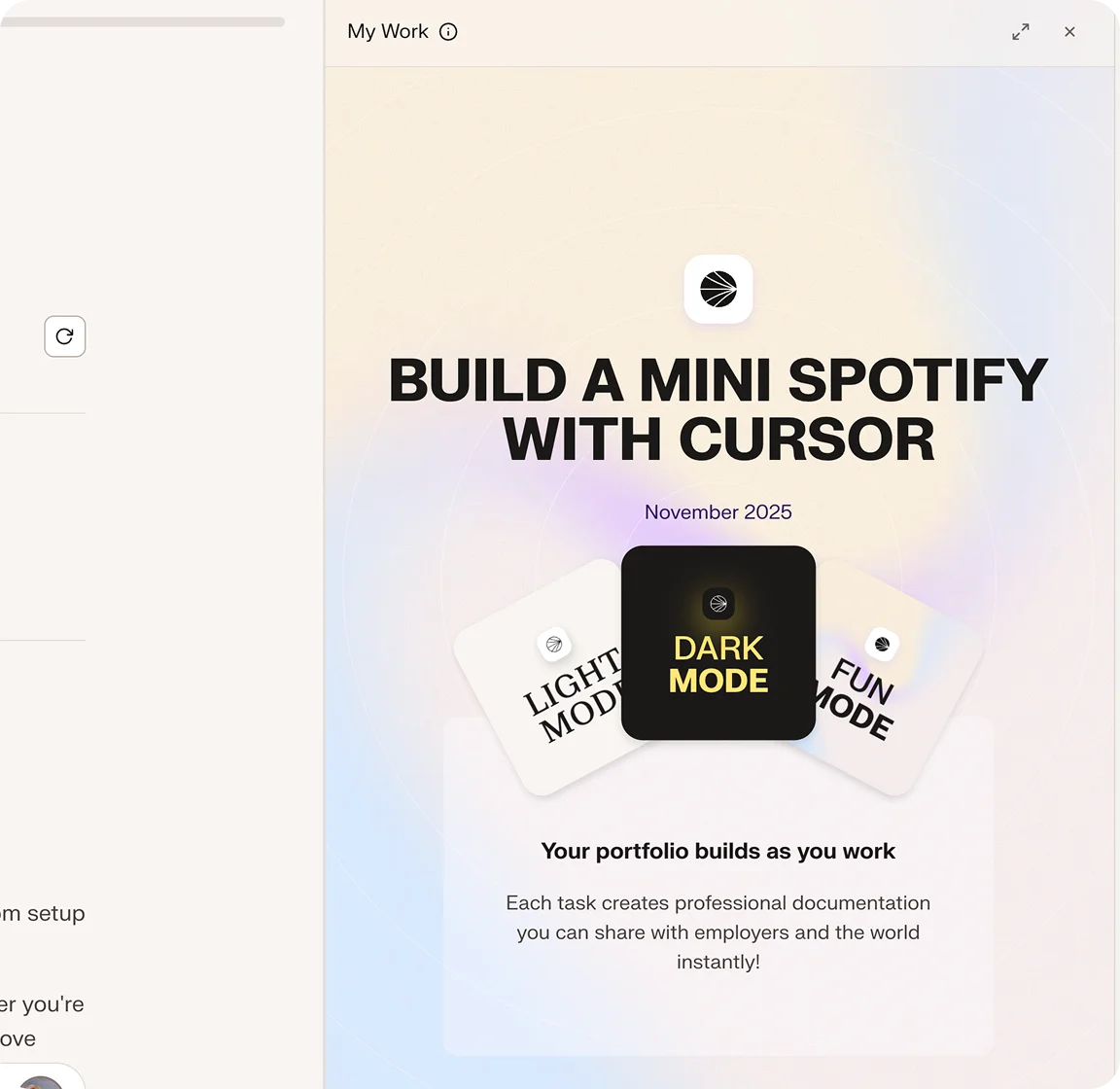 Live documentation showing completed project work